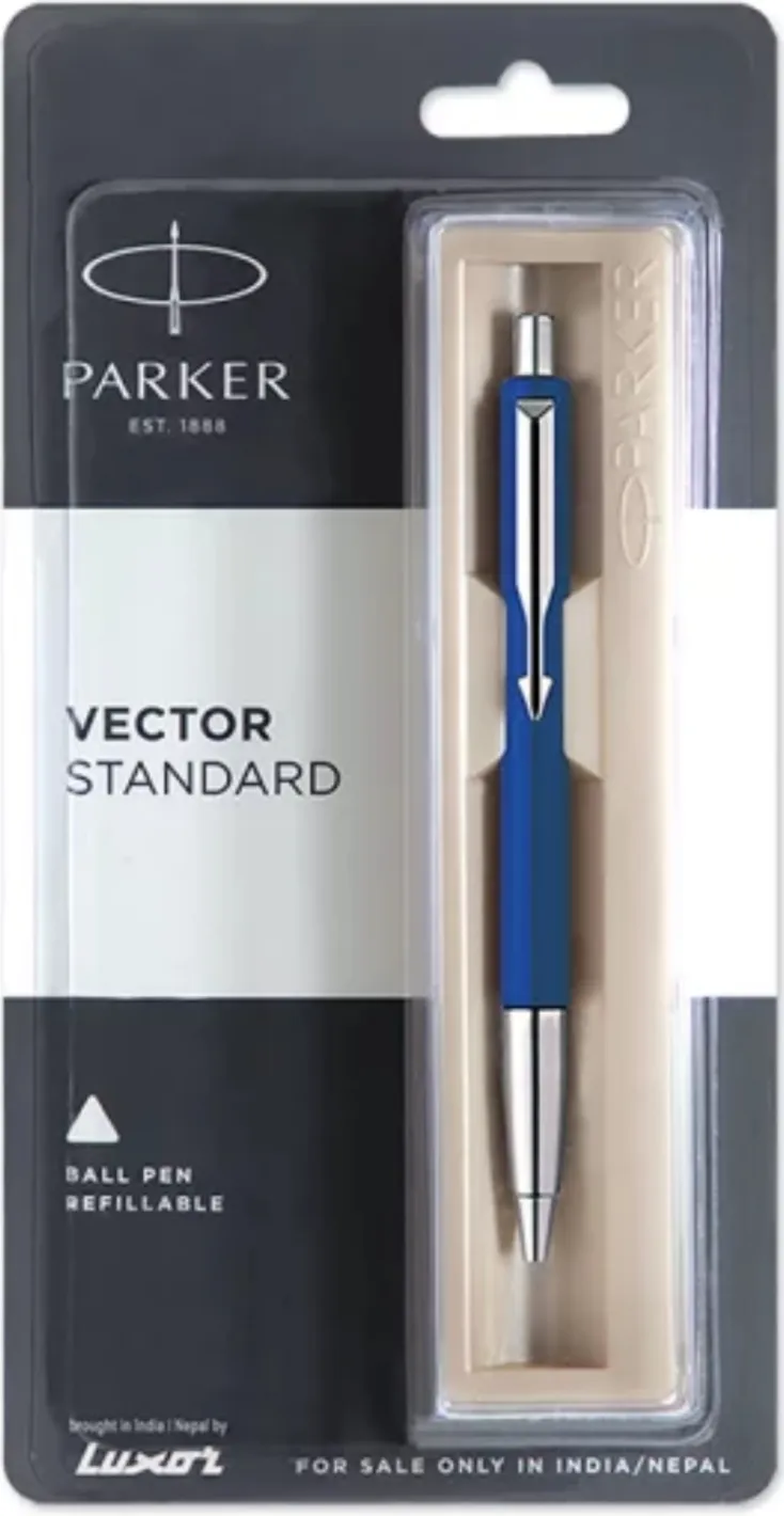 Parker Vector Standard Chrome Trim Ball Pen (Pack of 1) Blue